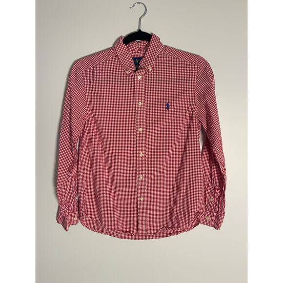 Ralph Lauren Red and white gingham button up size large 14/16 - Picture 1 of 3